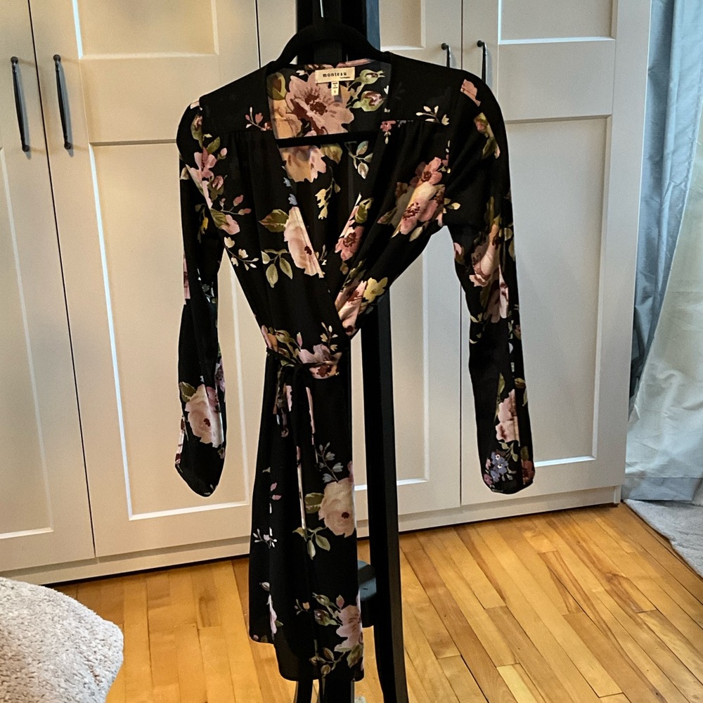 Monteau Black Floral Dress